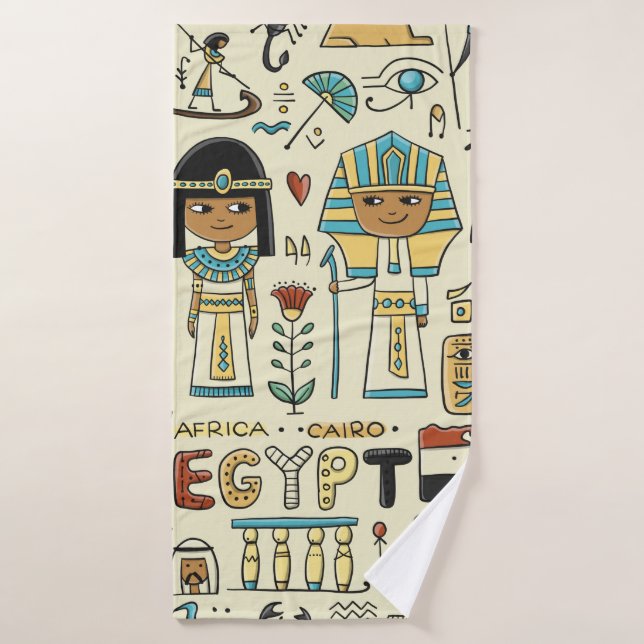 Viajes a Egipto. Patrón transparente (Toalla de baño)