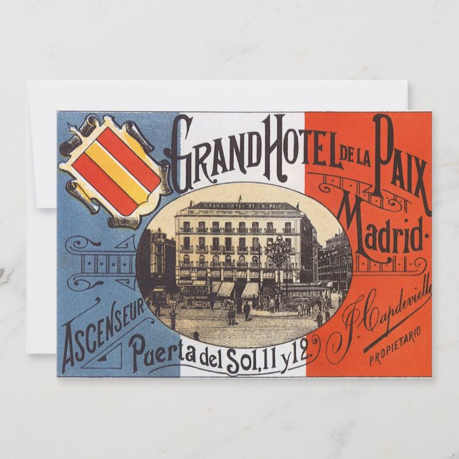 Viajes Antiguos, Gran Hotel Paix, Madrid, España (Anverso)