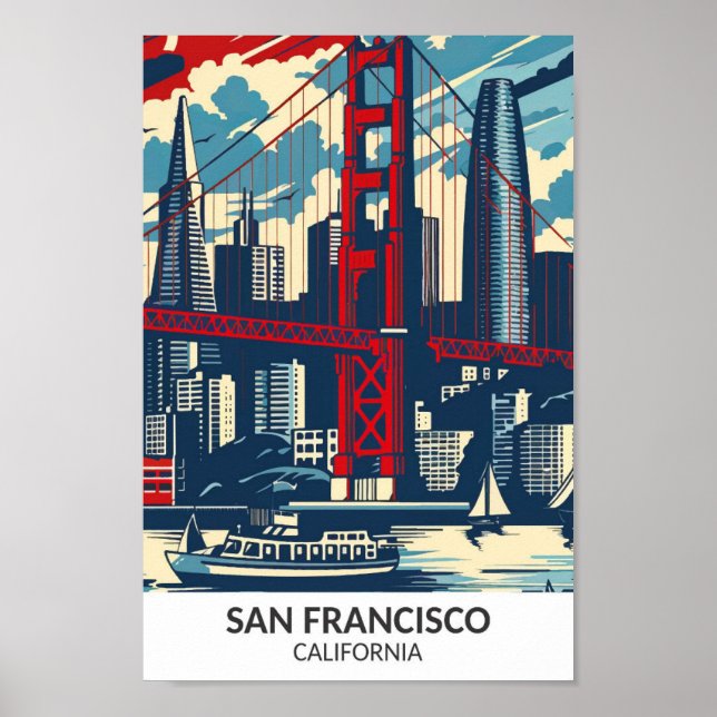 Viajes de arte retro de San Francisco California (Frente)