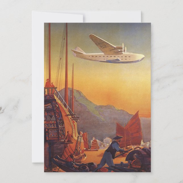 Viajes de época, avión sobre basura en Hong Kong (Anverso)