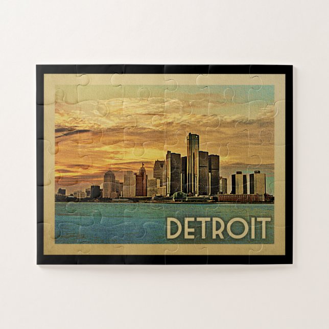 Viajes de época del rompecabezas de Detroit Jigsaw (Horizontal)