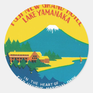 Viajes de época Fuji Japón Etiqueta de arte