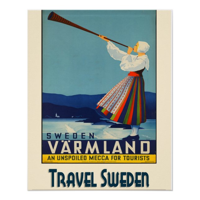 Viajes de época Suecia Poster brillante (Anverso)