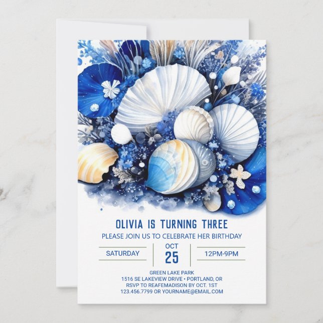 Viajes de mar cerca de la invitación al cumpleaños (Anverso)