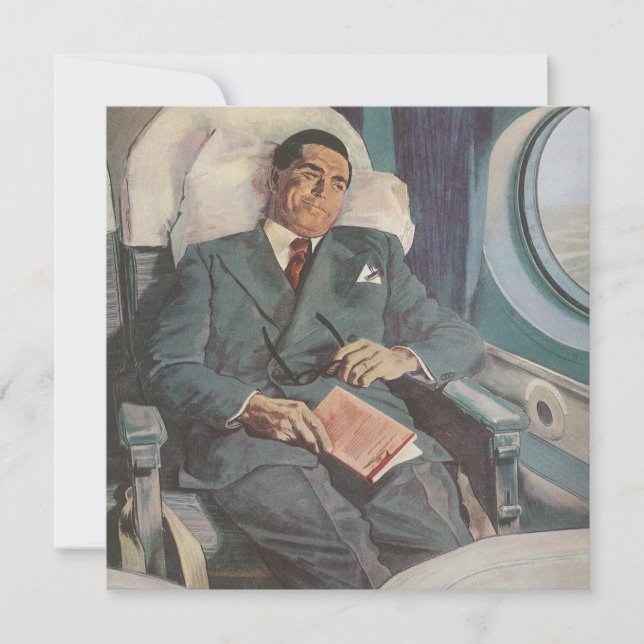 Viajes de negocios antiguos, lectura en el avión (Anverso)