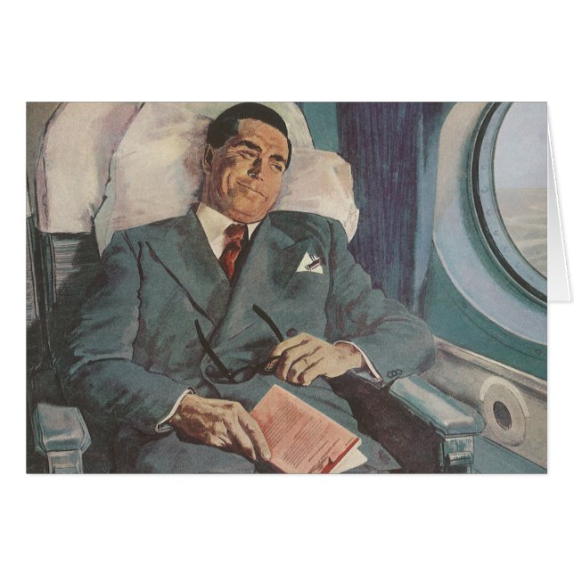Viajes de negocios antiguos, lectura en el avión (Anverso (Horizontal))