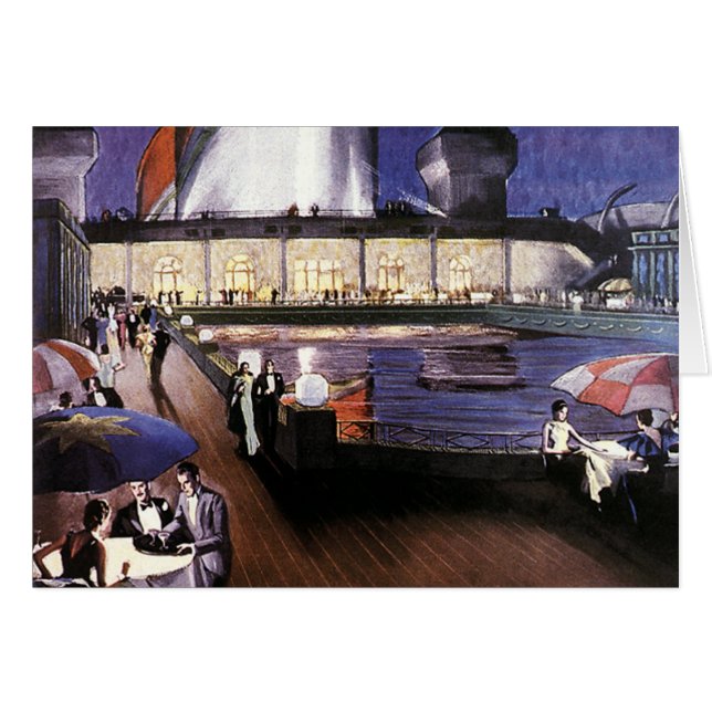 Viajes de vacaciones vintage, barco de crucero en  (Anverso (Horizontal))