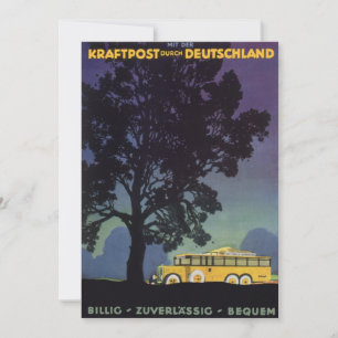 Viajes de vintage, Alemania, bus amarillo de noche
