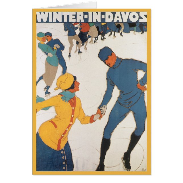 Viajes de vintage, Art Deco, Invierno Davos Suiza (Frente)