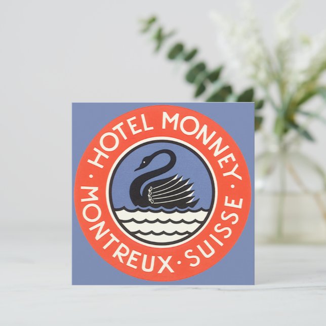 Viajes de Vintage, Swan Bird Hotel Monney Suiza (Anverso de pie)