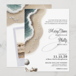 Vibe de playa con invitación a la boda fotográfica