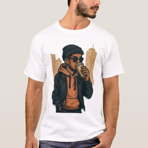 Vibes de café urbano - Camiseta básica masculina