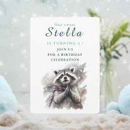 Vibes de invierno Raccoon - Tarjeta de invitación