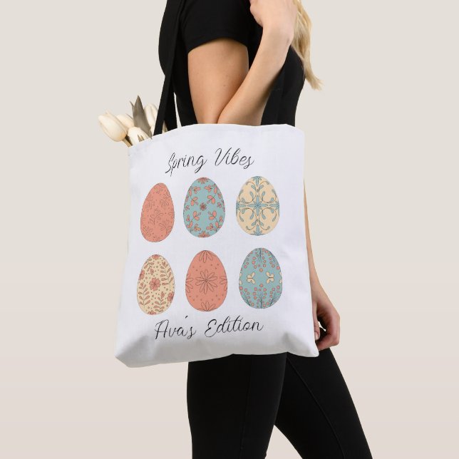 Vibes de primavera - Bolsa personalizada de tote d (Detalle)