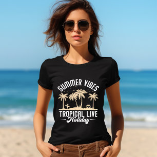 Vibes de verano: camiseta de feriado en vivo tropi