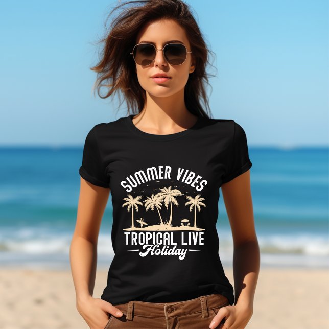Vibes de verano: camiseta de feriado en vivo tropi (Subido por el creador)