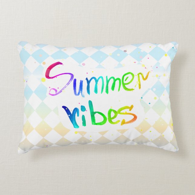 Vibes de verano pintan almohada de acento creativo (Anverso)