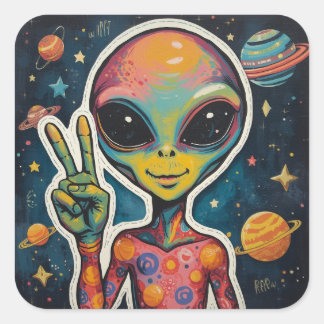 Vibraciones de Paz Cósmica: Arte de Pegatinas de A