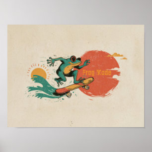 Vibraciones de Rana – Arte Retro de Rana de Surf S