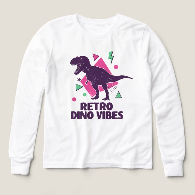 Vibraciones Retro Dino – T-Rex al Estilo de los 80 (Diseño frontal)