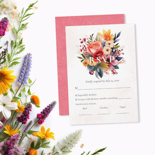 Vibrant Florals Watercolor RSVP (Subido por el creador)