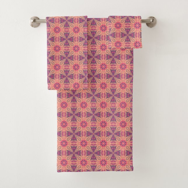 vibrant geometric pattern in pink, purple,  orange (In situ)