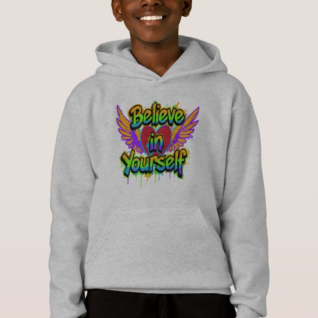 Vibrant Graffiti Believe in Yourself Hoodie  (Anverso)