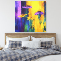 Vibrant Hues - Resumen de arte de lienzo floral
