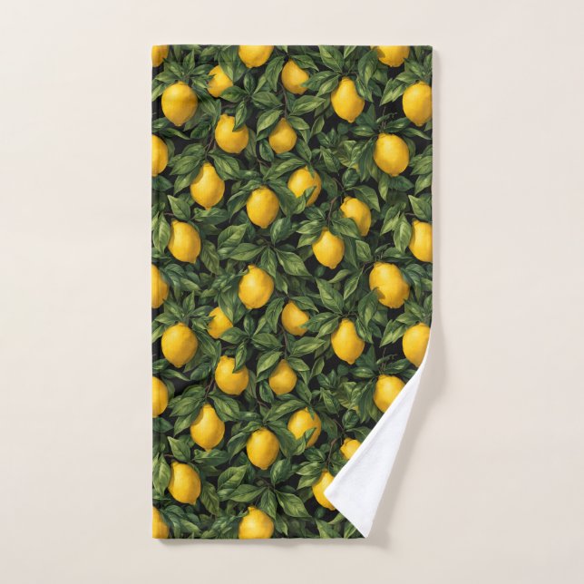 Vibrant Lemon Citrus Tree Pattern (Toalla de mano)
