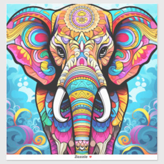 Vibrant Mandala Elephant Pegatina