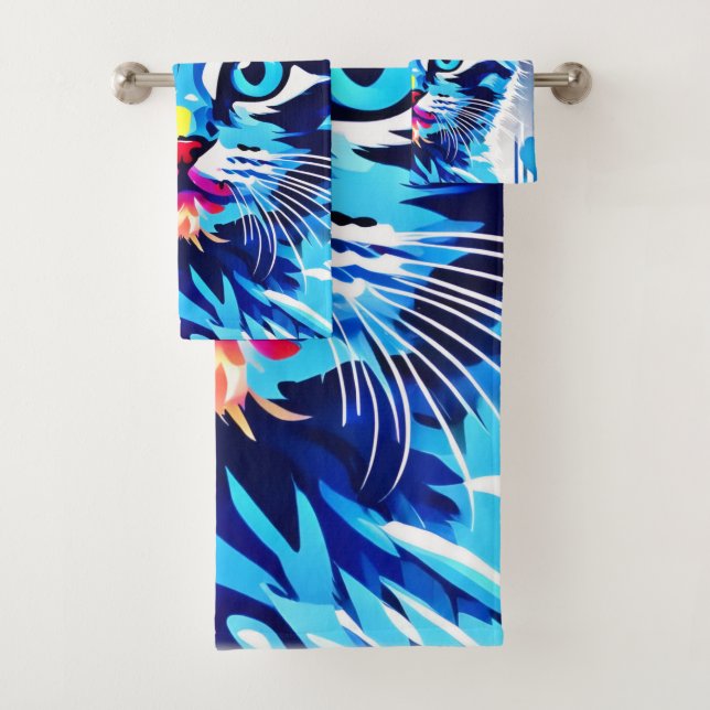 Vibrant Neon Kitty Art (In situ)