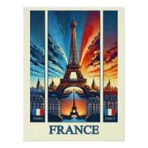 Vibrant Paris Eiffel Tower - Francia Poster