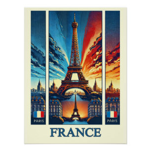 Vibrant Paris Eiffel Tower - Francia Poster