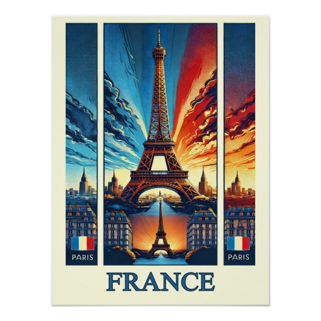 Vibrant Paris Eiffel Tower - Francia Poster (Anverso)