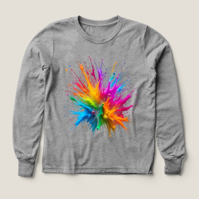 Vibrant Rainbow Paint Splatter Explosion (Diseño frontal)