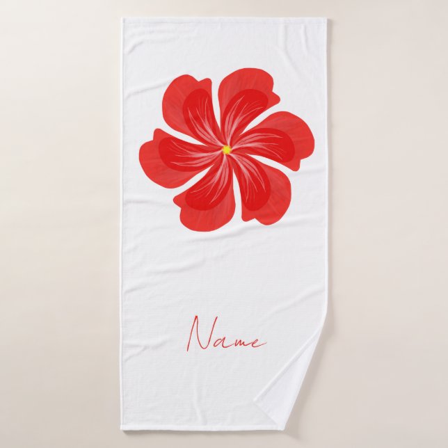 Vibrant Red Petal Bloom - Minimalist Floral Art (Toalla de baño)