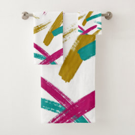 Vibrant Strokes,Teal, Magenta & Mustard pattern