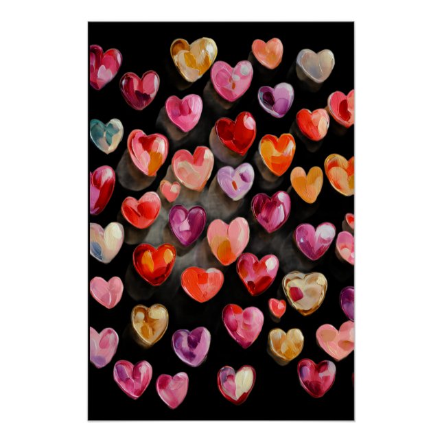 Vibrant Valentine Poster – Fantasy Hearts Design  (Anverso)
