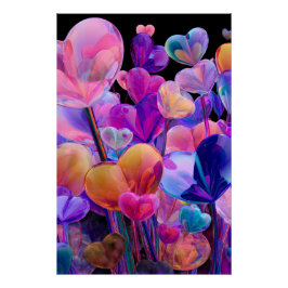 Vibrant Valentine Poster – Fantasy Hearts Design 