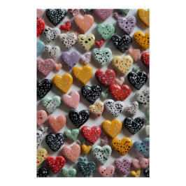 Vibrant Valentine Poster – Fantasy Hearts Design 