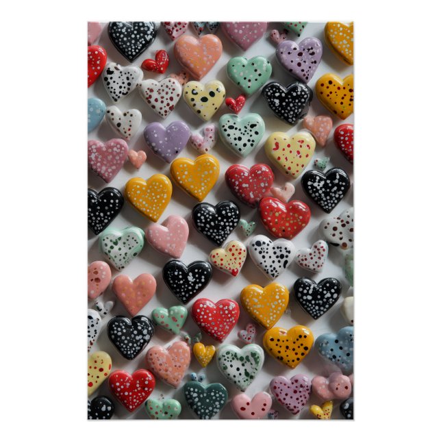 Vibrant Valentine Poster – Fantasy Hearts Design  (Anverso)