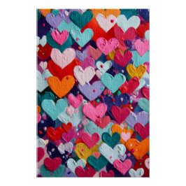 Vibrant Valentine Poster – Fantasy Hearts Design 