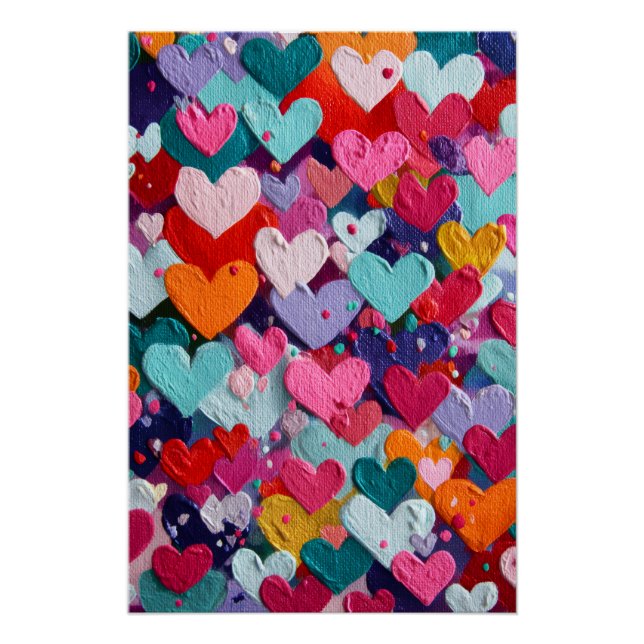 Vibrant Valentine Poster – Fantasy Hearts Design  (Anverso)
