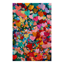 Vibrant Valentine Poster – Fantasy Hearts Design 