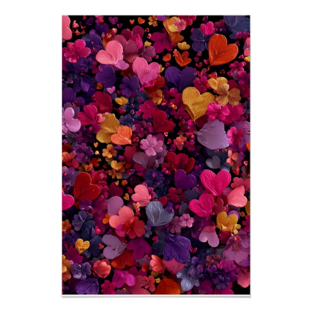 Vibrant Valentine Poster – Fantasy Hearts Design  (Anverso)