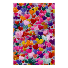 Vibrant Valentine Poster – Fantasy Hearts Design 