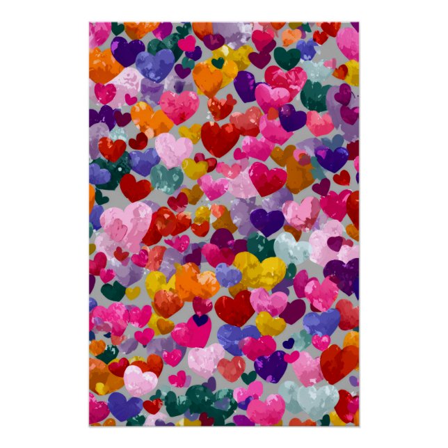 Vibrant Valentine Poster – Fantasy Hearts Design  (Anverso)