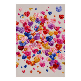 Vibrant Valentine Poster – Fantasy Hearts Design 