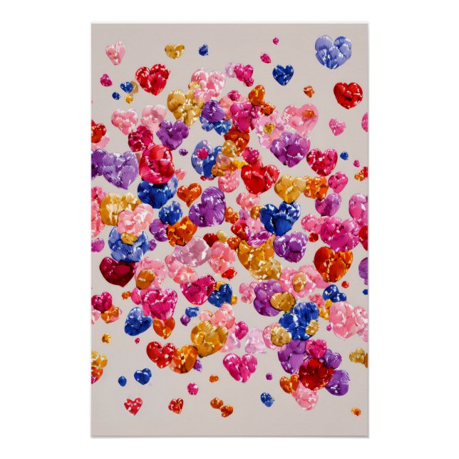 Vibrant Valentine Poster – Fantasy Hearts Design  (Anverso)