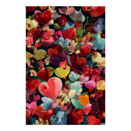 Vibrant Valentine Poster – Fantasy Hearts Design 